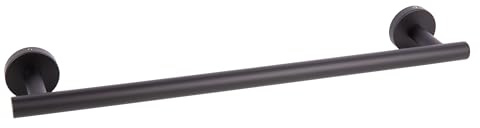 Cofan Toallero Negro Mate atornillado a Pared | Diseño Redondo Elegante | Material: Acero Inoxidable | Kit de fijación Incluido | Medidas: 45 x 8 x 5 cm