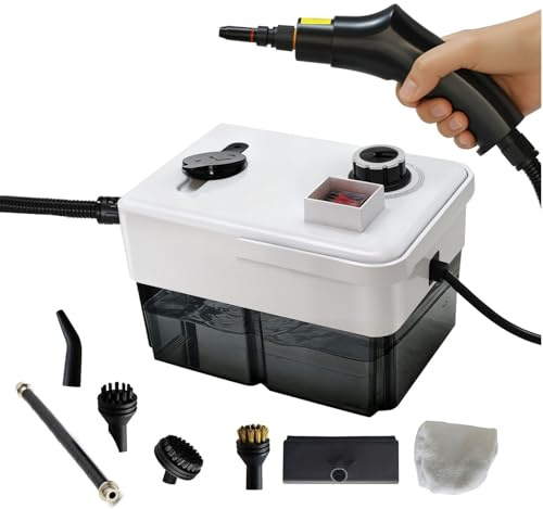 Vimohome Limpiador de vapor de mano contra grasa, suciedad e impurezas, presión de vapor, 3 bares, potencia 1950 W, depósito de agua de 1600 ml, limpiador de vapor para muebles tapizados sin productos