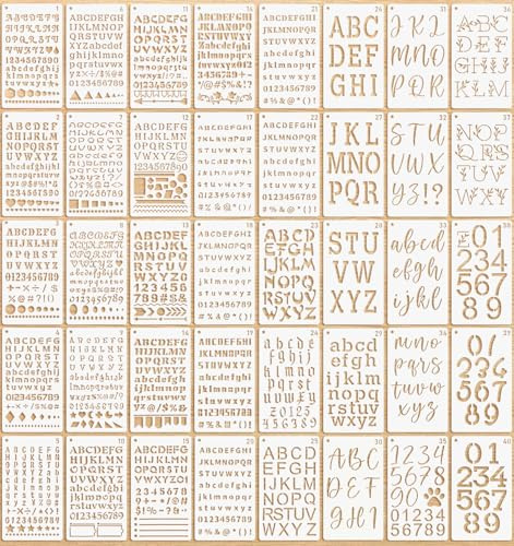 40 Pezzi Stencil Lettere Alfabeto, Alfabeti Pittura Stencils 18 x 10.5cm, Stencil Lettere Piccole Riutilizzabili per Scrapbooking Fai da Te, Journal, Artigianato, Artistici (Stile A)
