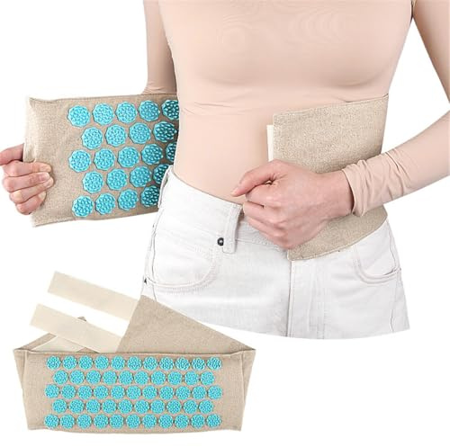 Waist Acupressure Massage Belt, Adjustable Lumbar Support Pillow Acupressure Wrap Strap Spiky Pressure Points Massage Acupuncture Mat Waist Belt for Lower Back Sciatica Pain Relief & Muscle Relaxation