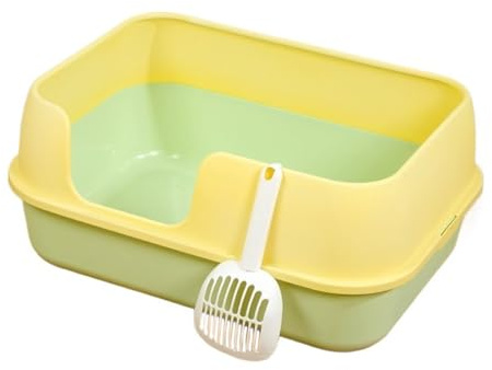 djurtoalett Kattlåda halvsluten kattsandlåda, högsidig kattlåda for stora katter, avtagbar kattrengöringsbassäng Kattungetoalett for smådjur/kanin Standard kattlådor(Green)
