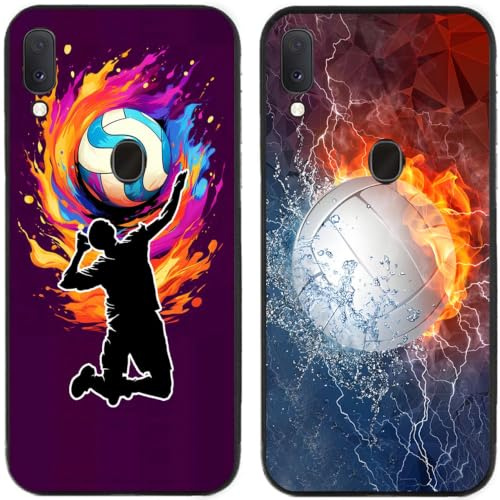 2 st fodral (för Samsung Galaxy A40, volleyboll) | Repfri tryckt TPU-gel tunn baksida telefonskydd