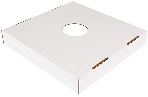 Box USA 40 or 50 Gallon Corrugated Cardboard Trash Can and Recycling Bin Lids with Hole (10-Pack) 18 L x 18 W x 3 H, White, Reusable and Disposable Garbage Lid for Parties and Outdoor Events