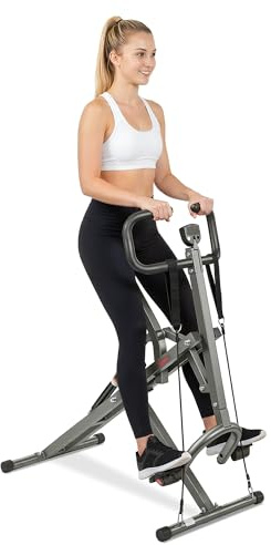 Sunny Health & Fitness Row-N-Ride PRO, attrezzo fitness combinato per tutto il corpo con fasce di resistenza, facile da installare e vogatore pieghevole - SF-A020052