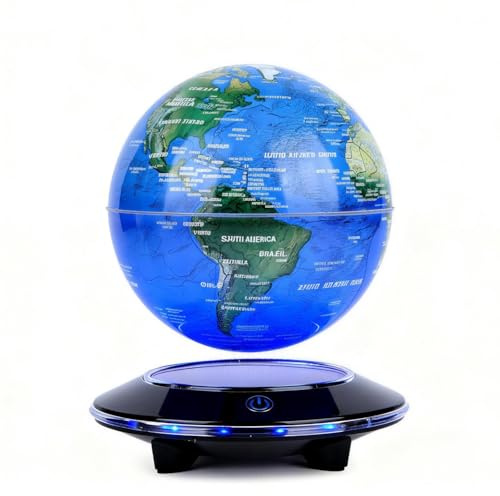Vnemofey Levitating Globe Lamp with LED Light, 6 inch Magnetic Levitation Floating Globe Ball World Map,Home Room and Office Desk Decor, Cool Gadget and Unique Gift