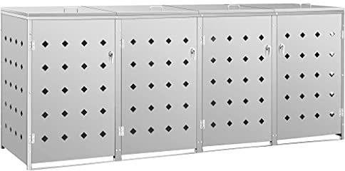 Hommdiy Mülltonnenbox 1/2/3/4er Rostfrei Abschließbar Müllbox Mülltonne Mülltonnenverkleidung Gartenbox Müllcontainer Edelstahl 201