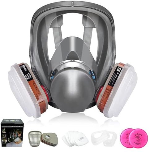 Ayybf Masque Respiratoire Intégral Avec Filtres, 13 En 1 6800 Masque Anti-Poussière En Aérosol De Peinture Réutilisable, Idéal Pour La Peinture En Aérosol, La Pulvérisation De Voiture, La Poussière