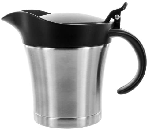 Coolinato Thermo Edelstahl Sauciere, 400 ml, doppelwandiger Edelstahl, auslaufsicherer Deckel, 11x 8,5 x 14 cm, geeignet als Saucenausgießer und isolierender Thermobehälter