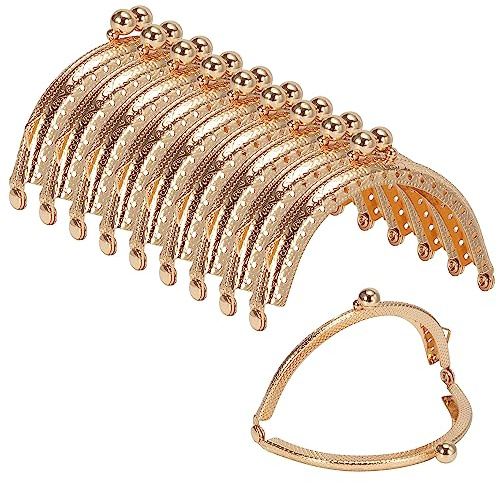 Cerradura para Fabricación de Monederos 8.5cm Marco de Bricolaje Beso Broche Marco Cierre Monederos Boquilla de Bolso para el monedero arte de la fabricación DIY 10 Piezas (Dorado)