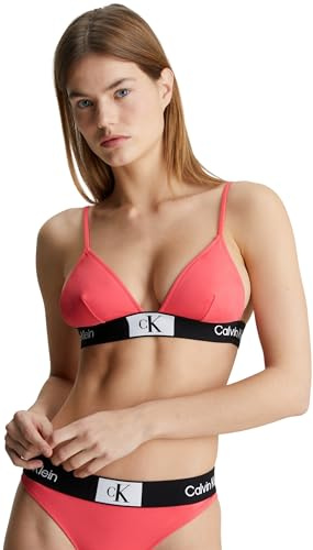 Calvin Klein Damen Bikini Oberteil Triangel Fixed Triangle-Rp ohne Bügel, Rosa (Calypso Coral), XL