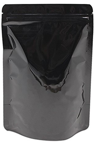 WACCOMT Pack 50 sacchetti in Mylar con chiusura lampo sacchetti in alluminio per alimenti a prova di odori 14 x 20 cm, colore nero
