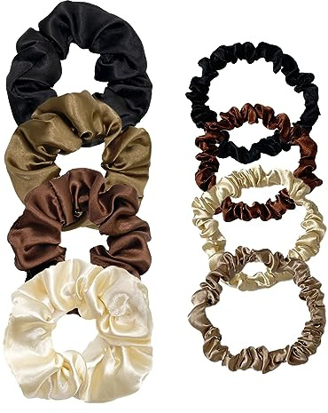 SULIUDAJI 8 Pcs Coletero De Seda Para Pelo,Para El Cabello Scrunchies Velvet Elástico Bandas, Elástico Gomas De Pelo Para Mujeres Niñas Accesorios, Scrunchies Para Moños Trenza