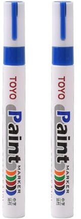 Worparsen Rotuladores de pintura para neumáticos, permanentes, impermeables, para rellenar con tinta, para coche, vehículo, motocicleta, neumáticos, color azul