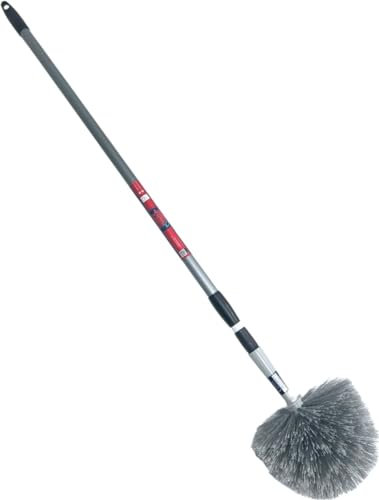 Synx Tools ragebol avec manche télescopique - Poussière - Plumeau - Roulette d'araignée avec manche télescopique 175 cm - Gris - Plumeaus - Extensible - Duster