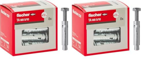 Fischer Tasselli in Acciaio TA M8 con Vite Testa Esagonale, Diametro Tassello 12 mm, 8 Pz, 71253 (Confezione da 2)