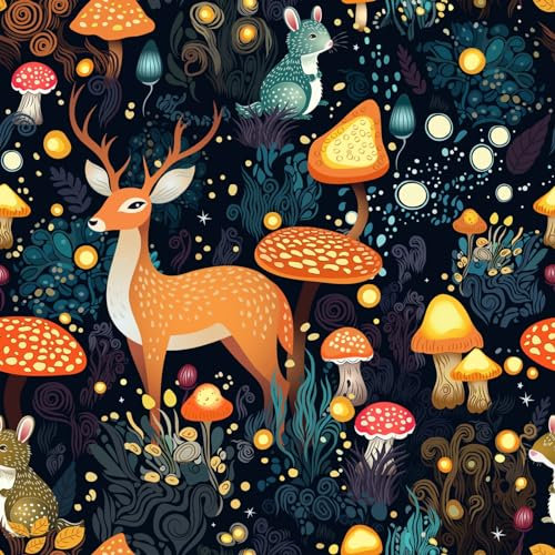 Alzkkll Blenden Pflaume Hirsch Tapete,44.5 * 300CM Verdicken Wasserfeste Selbstklebende Tapete Rehbraun Pilz Kaninchen Kontakt Papier für Home Schlafzimmer Schränke und Küche Deko