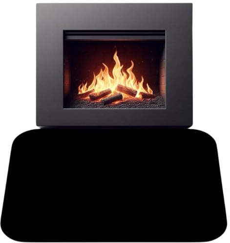 Kamin Bodenplatte 60x80 cm aus pulverbeschichtetem Stahl Schwarz, Funkenschutzplatte für Kaminofen, Feuerfeste Bodenschutzblech Feuerfeste Unterlage für Kaminofen, Bodenblech, Ascheblech, Schmutzblech