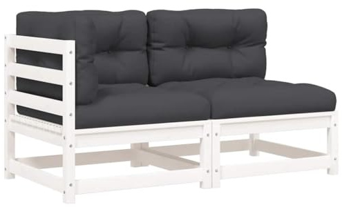 vidaXL Gartensofa mit Kissen 2-Sitzer Weiß Massivholz Kiefer