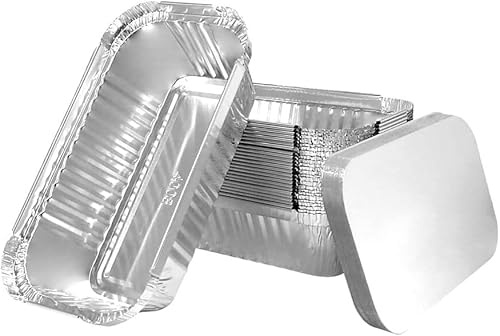 Miamex - Lote de 100 bandejas de aluminio desechables con tapa para transporte de alimentos, congelación y cocción (650 ml)