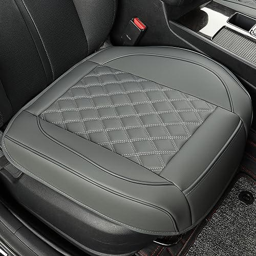 Vankerful 1 Pack Leather Front Car Seat Cover,Bottom Seat Cover for Cars,Driver Car Seat Cushion Cover,Luxury Seat Protectors,for Most Vehicles,Sedan,Truck,SUV(Grey)
