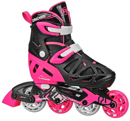 Roller Derby Tracer Adjustable Inline Skates for Boys, Girls, Kids, Beginners, Youth Black/Pink Size Small (12J-2)