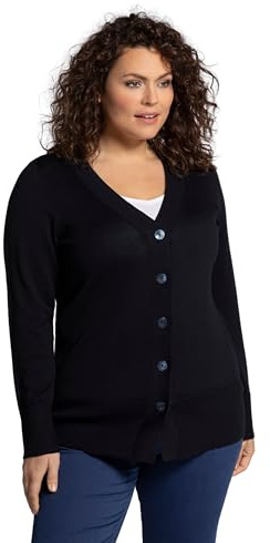 Ulla Popken StrickjackeUni mit Großen Knöpfen Jersey de cárdiganMar
