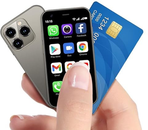 McMgc Unlocked 4G Mini Mobile Phone 3.0'' HD Small Screen,Android 10.0,Dual SIM Dual Camera,Face Unlock Student Pocket Cellphone (Grey)