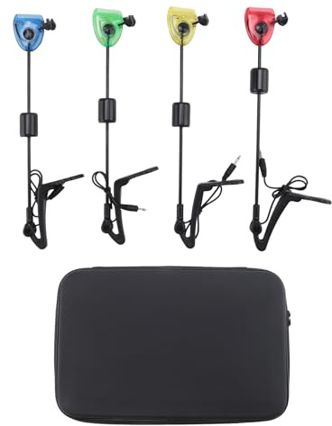Harewtwy 4 PièCes SéRies Ensemble D'éChangistes de PêChe Indicateurs D'Alarme de Morsure de PêChe LED Illuminé Accessoires de PêChe à la Carpe éChangiste