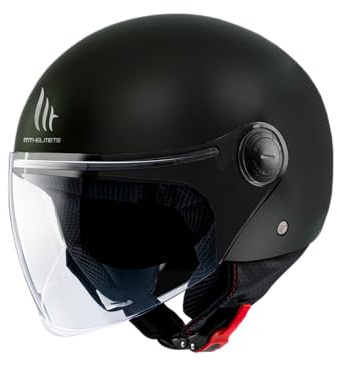 Casco Jet MT Street Solid A1 Negro Mate | Casco Jet Abierto | Unisex para Hombre y Mujer | Casco Scooter | Transpirable y Lavable | Talla S