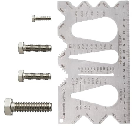 Calibrador De Roscas – Acero Inoxidable | Calibre De Rosca De Tornillo | Herramienta Portátil De Medición Rápida De Pernos | Medidores De Tamaño De Tornillos Para Bricolaje Y Mecánica