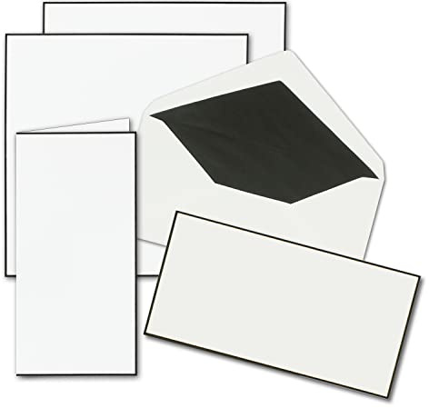 10x Trauerkarten Sets - DIN Lang Doppelkarten mit gefütterten Umschlägen - beides mit handgemachter schwarzer Rand - Faltkarten für Kondolenz