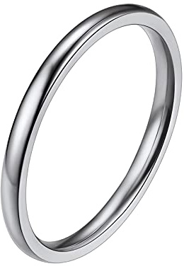 PROSTEEL Anillo Mujer Hombre 2/4/6/8mm Acero Inoxidable Plateado/Dorado/Negro Anillos de Compromiso Boda Alianza Tamaño 6,75-30 Disponibles Joyas Mujeres Hombre Parejas con Caja de Regalo
