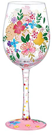 NymphFable Copas Vino Colores Pintada a Mano Flores Silvestres Personalizada Copa de Vino Tinto 15 oz para Cumpleaños, Bodas, Fiestas de Compromiso
