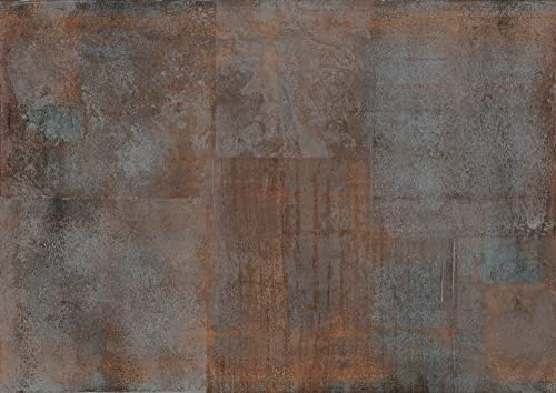Rasch Tapete 364231 - Carta da parati fotografica in tessuto non tessuto con effetto metallo marrone, effetto ruggine, 3 m x 4,24 m (lunghezza x larghezza)