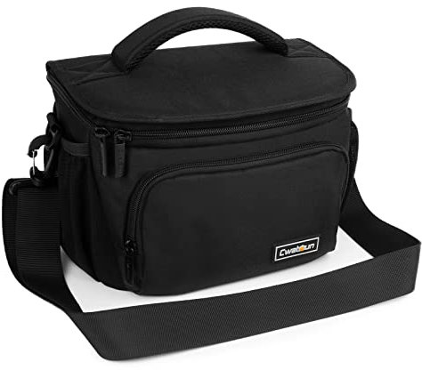 Cwatcun Compact Camera Bag Single Shoulder Crossbody Bag Camera Case Compatible for Canon Nikon Sony SLR DSLR Mirrorless Cameras and Lenses Water Resistant Camera Bag（Medium，Black ）