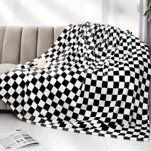 LOKOZ Varm filt mjuk mysig filt rutig fleece överkast filtar för soffa