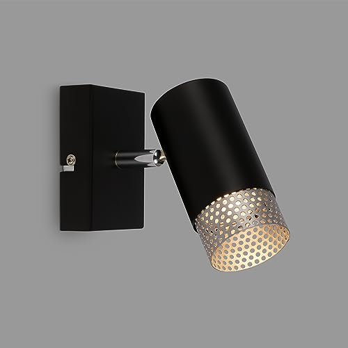 BRILONER - Lámpara de lectura, Lámpara de pared interior, Lámpara, Rejilla para pantalla, Lámpara de pared interior, Giratoria, Lámpara de salón, Cromo negro