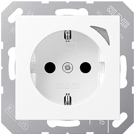 JUNG Home Smart SCHUKO® Steckdose BTA1521 S WWM Erhöhter Berührungsschutz (Safety+), Kompatibel mit Alexa, Steuerung über Bluetooth®, Schneeweiß matt