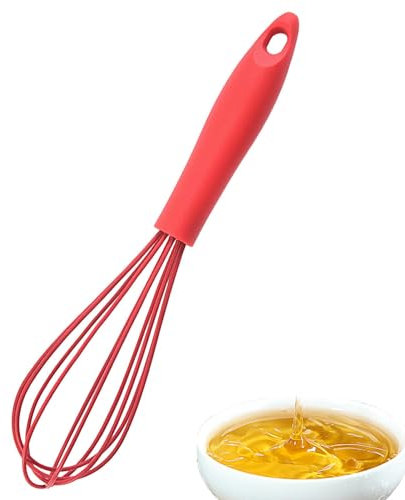 Batidor de silicona – Batidor de silicona para cocinar, batidor compacto de silicona, batidor de silicona pequeño, perfecto para mezclar, batir, batir, mezclar ingredientes, mezclar salsas