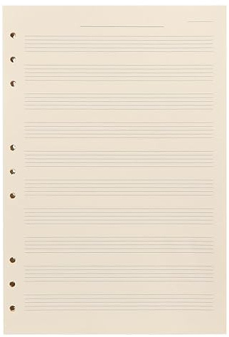 DIYEAH Papier Manuscrit À Feuilles Mobiles 100 Feuilles Format 10.04X7.09In Recharge Cahier De Musique Avec Portée 10 Rangées Pour Étudiants Musiciens Composition