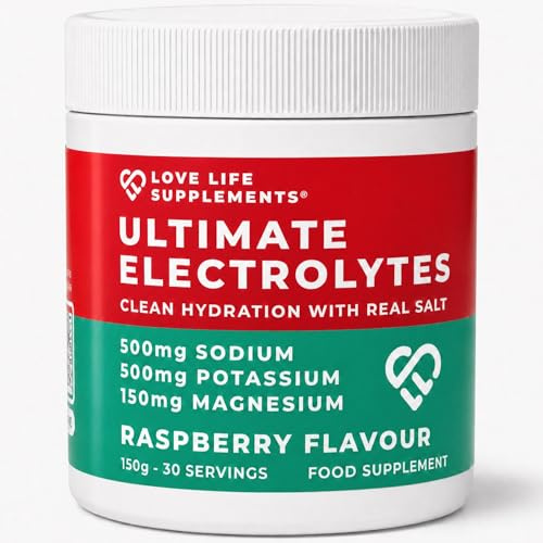 Ultimate Electrolytes Powder Raspberry, 500mg Sodium, 30 Servings