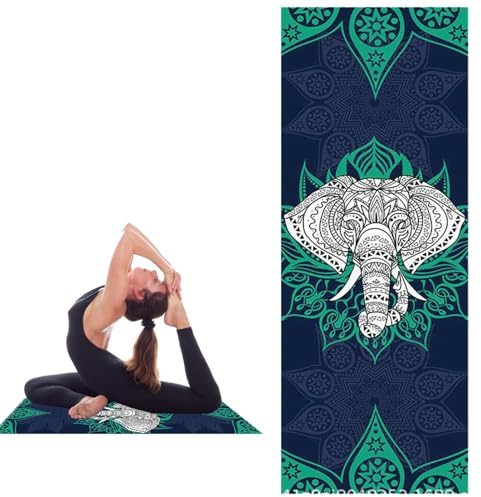 Generisch Asciugamano da yoga antiscivolo, 185 x 64 cm, antiscivolo, per tappetino da yoga, assorbe il sudore, assorbente, ad asciugatura rapida, con borsa per pilates, pic-nic