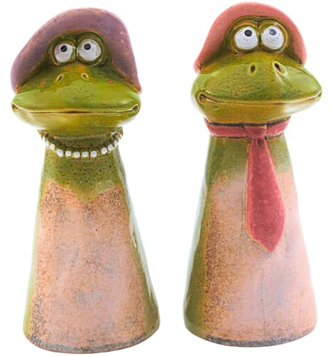 Set of 2 Ceramic Fence Stakes, Fence Stool, Fence Figure, Garden Ornament, Garden Decoration, Figure for Garden Fence as Pair of Frogs, Box contents: 2 pieces, Dimensions of a fence stool: L/W/H
