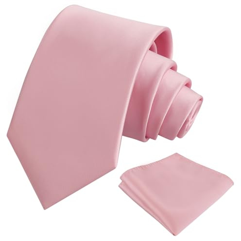 Alizeal Cravate et mouchoir pour homme de 8 cm de couleur unie classique d'affaires formelle avec poche carrée