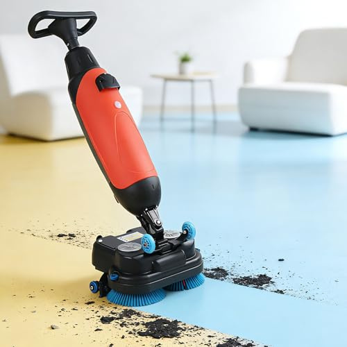 ALSUP Commercial Floor Scrubber Carpet Extractor, 17 Dual Brush 2x250W Power, 5.5L+8.5L Dual Tanks 13000 Sqft/H, Electric Cleaner for Wood Tile Marble Vinyl Floors