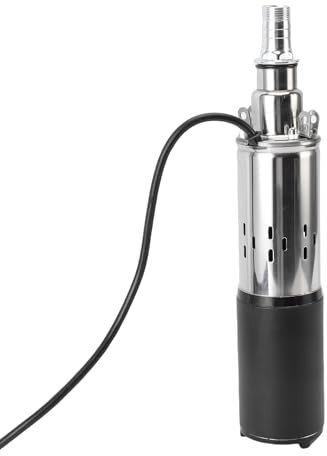 Cocoarm Pompa per Pozzi Profondi 12V, Pompa Dell’acqua Sommergibile in Acciaio Inox, Prevalenza 30 M, Portata 1,2 M³/h, con Cavo di Alimentazione da 7 M per Pannello Solare o Batteria