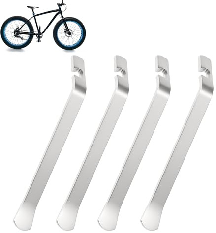 Gyrodymix Cykel däcklyftare däckmonteringsverktyg för cykeldäck reparation och byte metall silverton 4 stycken