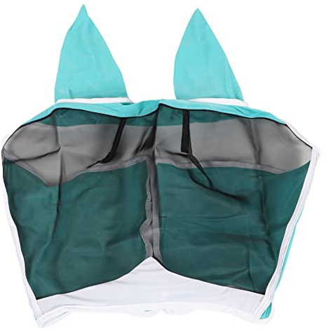 Masque Anti-Mouches pour Chevaux avec Oreilles Protection en Respirante Masque pour Les Yeux de Cheval détachable pour Chevaux Taille Unique Matériau satiné hautement élastique (L)