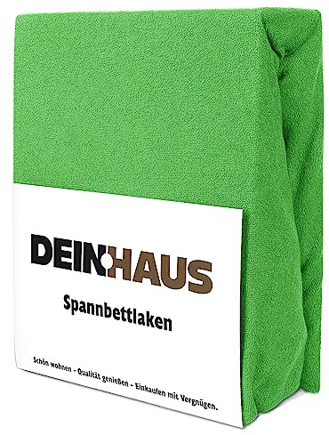 dh dein. haus Drap housse en tissu éponge, coton, Coton, vert, 160 x 200 cm