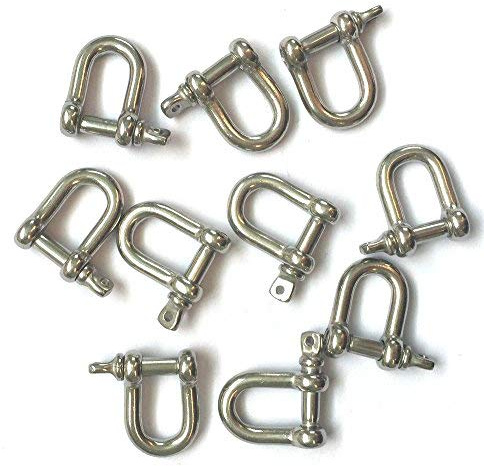 jingyi Stainless Steel Mini D Shaped Bow Shackle, 3mm, Silver Color,for Paracord Jewelry, Marine Tackle-10 Pcs